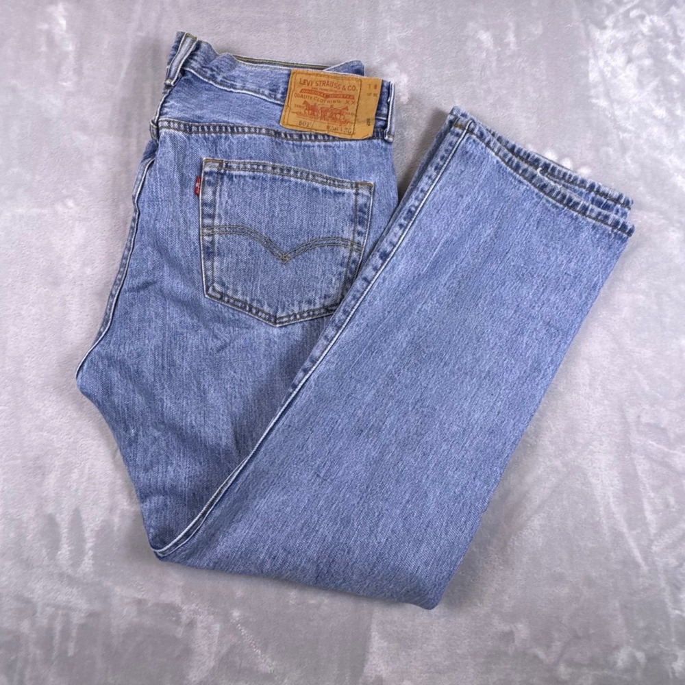 Levis 501 Original Fit Mens Blue Denim Straight Leg Button Fly Jeans 36x30